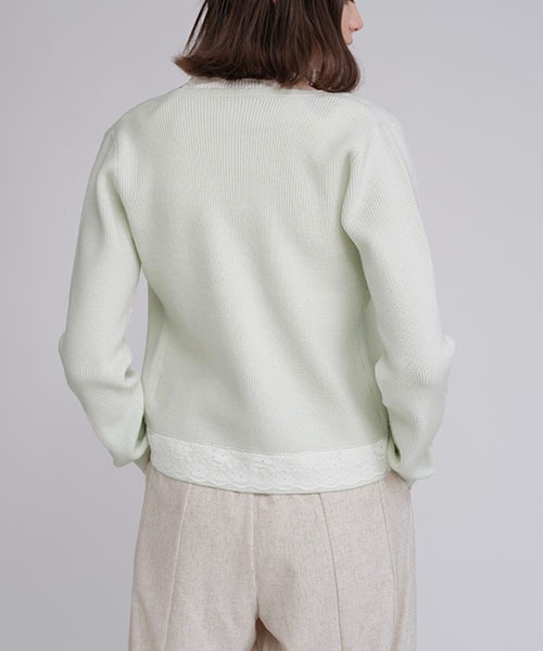 WILLFULLY（ウィルフリー）の「lace combination scallop knit cardigan（カーディガン/ボレロ・レディース・ライム/グレー・FREE）」の9枚目の写真