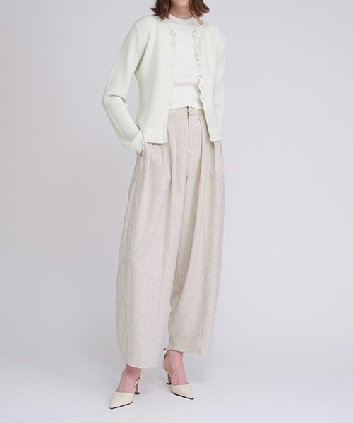 WILLFULLY（ウィルフリー）の「lace combination scallop knit cardigan（カーディガン/ボレロ・レディース・ライム/グレー・FREE）」の11枚目の写真