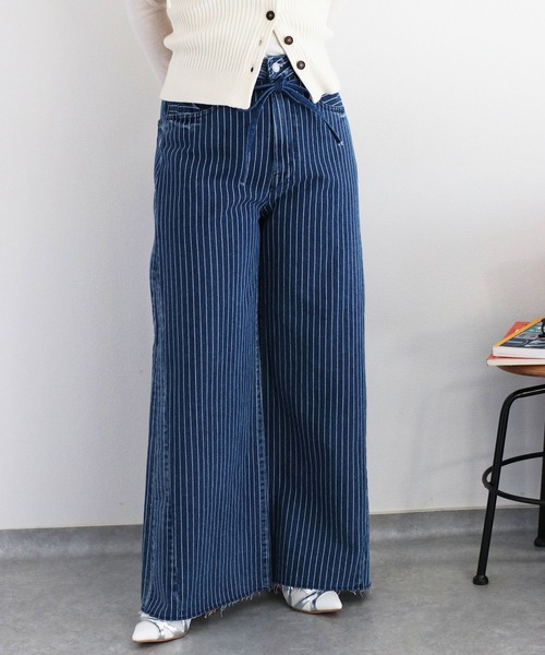 cepo（セポ）の「〈セットアップ対応〉ハトメ加工リボンコードワイドデニムパンツ（デニムパンツ・レディース・ネイビー×ホワイト/ブルー系2・S/M/L）」の20枚目の写真