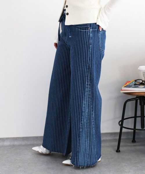 cepo（セポ）の「〈セットアップ対応〉ハトメ加工リボンコードワイドデニムパンツ（デニムパンツ・レディース・ネイビー×ホワイト/ブルー系2・S/M/L）」の17枚目の写真