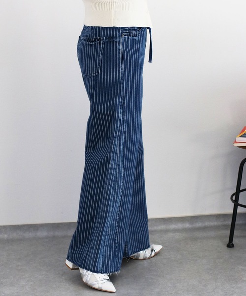 cepo（セポ）の「〈セットアップ対応〉ハトメ加工リボンコードワイドデニムパンツ（デニムパンツ・レディース・ネイビー×ホワイト/ブルー系2・S/M/L）」の19枚目の写真