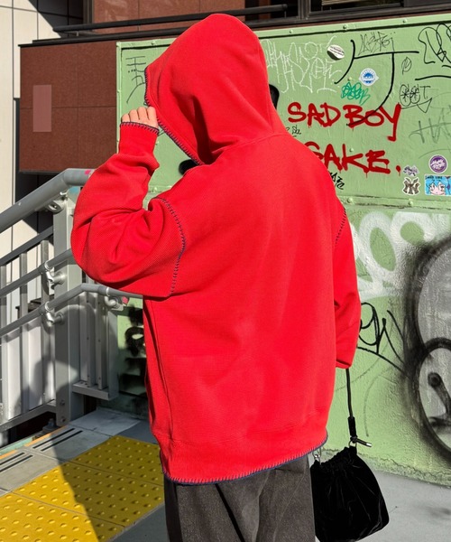 CIAOPANIC TYPY(チャオパニックティピー)の「【SOUNDS GOOOOD / サウンズグッド】ハンドステッチZIPパーカー(パーカー・メンズ・オフホワイト/レッド・ONE SIZE)」の7枚目の写真