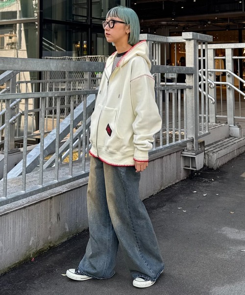 CIAOPANIC TYPY(チャオパニックティピー)の「【SOUNDS GOOOOD / サウンズグッド】ハンドステッチZIPパーカー(パーカー・メンズ・オフホワイト/レッド・ONE SIZE)」の15枚目の写真