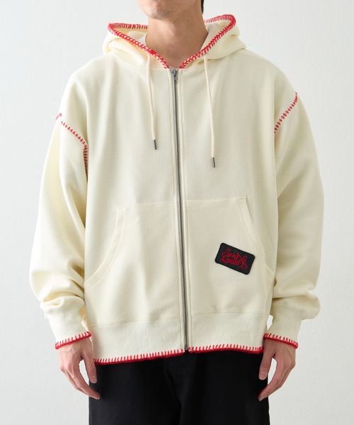 CIAOPANIC TYPY(チャオパニックティピー)の「【SOUNDS GOOOOD / サウンズグッド】ハンドステッチZIPパーカー(パーカー・メンズ・オフホワイト/レッド・ONE SIZE)」の18枚目の写真