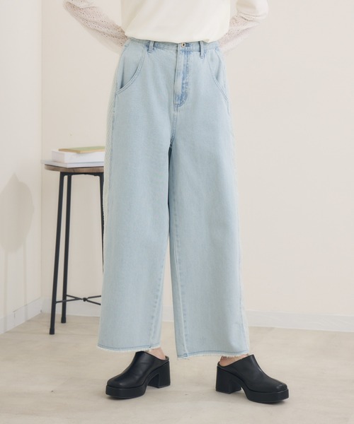 Paradise Picnic（パラダイスピクニック）の「CYAN　ツイードコンビワイドデニム（デニムパンツ・レディース・ネイビー/ブルー/アイボリー・SMALL/MEDIUM）」の22枚目の写真