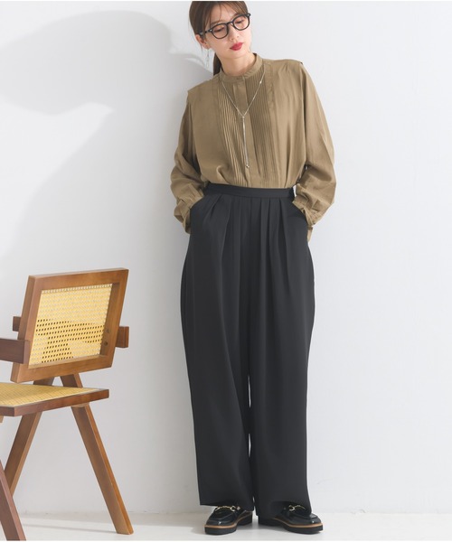 OandI（オーアンドアイ）の「エステルスムースタックカーブパンツ（その他パンツ・レディース・グレイッシュベージュ/ブラック・FREE）」の3枚目の写真
