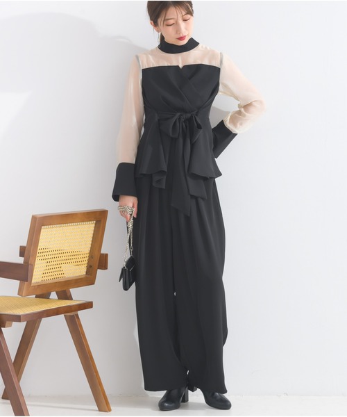 OandI（オーアンドアイ）の「エステルスムースタックカーブパンツ（その他パンツ・レディース・グレイッシュベージュ/ブラック・FREE）」の8枚目の写真