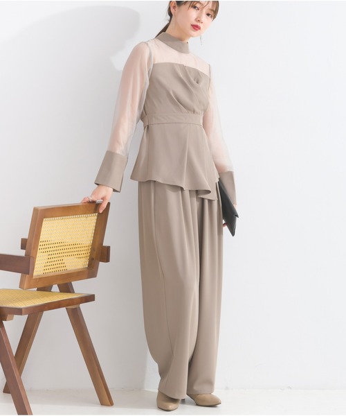 OandI（オーアンドアイ）の「エステルスムースタックカーブパンツ（その他パンツ・レディース・グレイッシュベージュ/ブラック・FREE）」の16枚目の写真