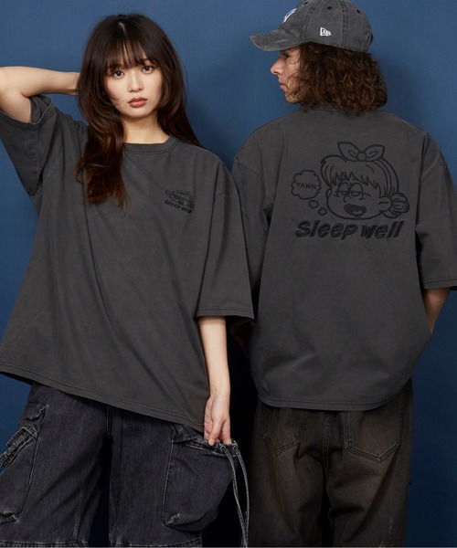 unrelaxing(アンリラクシング)の「オーバーサイズ 刺繍 Tシャツ 綿100% /embroidery oversize T-shirt(Tシャツ/カットソー・メンズ・ホワイト/ブラック/ブラックミックス/その他2/その他13/ブラック系その他5・SMALL/MEDIUM/LARGE/X-LARGE)」の4枚目の写真