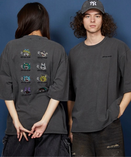 unrelaxing(アンリラクシング)の「オーバーサイズ 刺繍 Tシャツ 綿100% /embroidery oversize T-shirt(Tシャツ/カットソー・メンズ・ホワイト/ブラック/ブラックミックス/その他2/その他13/ブラック系その他5・SMALL/MEDIUM/LARGE/X-LARGE)」の10枚目の写真