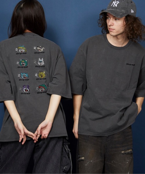 unrelaxing(アンリラクシング)の「オーバーサイズ 刺繍 Tシャツ 綿100% /embroidery oversize T-shirt(Tシャツ/カットソー・メンズ・ホワイト/ブラック/ブラックミックス/その他2/その他13/ブラック系その他5・SMALL/MEDIUM/LARGE/X-LARGE)」の9枚目の写真