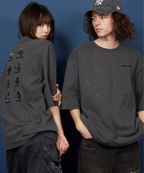 unrelaxing(アンリラクシング)の「オーバーサイズ 刺繍 Tシャツ 綿100% /embroidery oversize T-shirt(Tシャツ/カットソー・メンズ・ホワイト/ブラック/ブラックミックス/その他2/その他13/ブラック系その他5・SMALL/MEDIUM/LARGE/X-LARGE)」の8枚目の写真