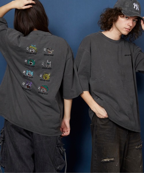 unrelaxing(アンリラクシング)の「オーバーサイズ 刺繍 Tシャツ 綿100% /embroidery oversize T-shirt(Tシャツ/カットソー・メンズ・ホワイト/ブラック/ブラックミックス/その他2/その他13/ブラック系その他5・SMALL/MEDIUM/LARGE/X-LARGE)」の7枚目の写真