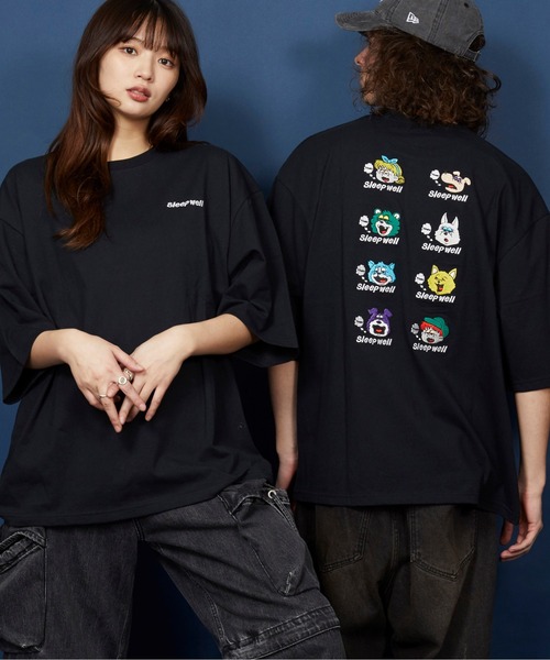 unrelaxing(アンリラクシング)の「オーバーサイズ 刺繍 Tシャツ 綿100% /embroidery oversize T-shirt(Tシャツ/カットソー・メンズ・ホワイト/ブラック/ブラックミックス/その他2/その他13/ブラック系その他5・SMALL/MEDIUM/LARGE/X-LARGE)」の13枚目の写真