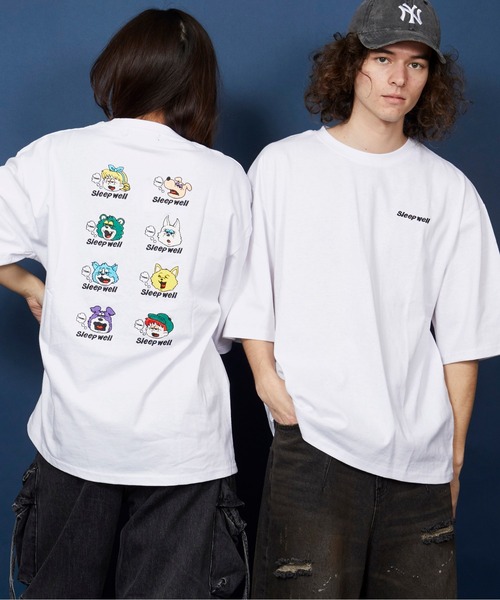 unrelaxing(アンリラクシング)の「オーバーサイズ 刺繍 Tシャツ 綿100% /embroidery oversize T-shirt(Tシャツ/カットソー・メンズ・ホワイト/ブラック/ブラックミックス/その他2/その他13/ブラック系その他5・SMALL/MEDIUM/LARGE/X-LARGE)」の11枚目の写真