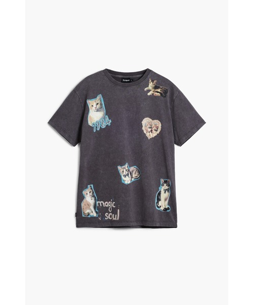Desigual（デシグアル）の「【NEW】キャットアソートプリントTシャツ　ブラック（Tシャツ/カットソー・レディース・ブラック・XL/L/M/S/XS）」の4枚目の写真