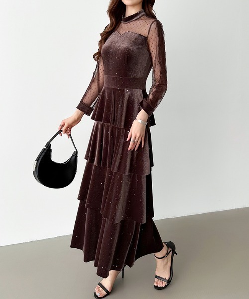 未使用級✨パメオポーズ OdileDress ベロアワンピース レース付 CRAFT STANDARD BOUTIQUE ワンピース ベロアレース付きキャミ