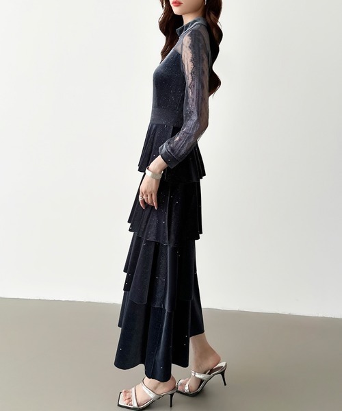 未使用級✨パメオポーズ OdileDress ベロアワンピース レース付 CRAFT STANDARD BOUTIQUE ワンピース ベロアレース付きキャミ