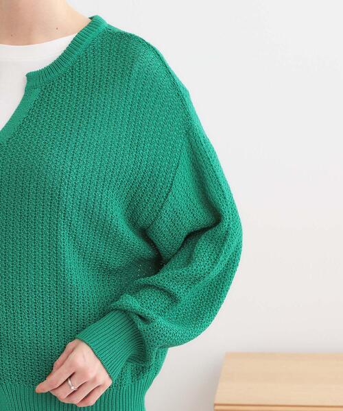 SHOO・LA・RUE（シューラルー）の「【洗える】ざっくり編みが大人かわいい キーネックカーディガン（カーディガン/ボレロ・レディース・ナチュラル/グリーン/キャメル・01/02/03/04）」の20枚目の写真