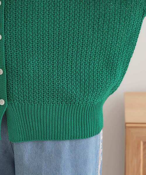 SHOO・LA・RUE（シューラルー）の「【洗える】ざっくり編みが大人かわいい キーネックカーディガン（カーディガン/ボレロ・レディース・ナチュラル/グリーン/キャメル・01/02/03/04）」の21枚目の写真