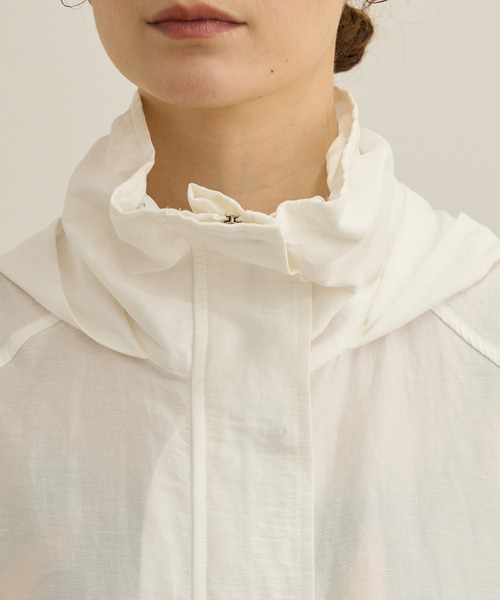 ROPE'(ロペ)の「ビスコースリネン ライトマウンテンパーカー【一部セットアップ対応】/洗える(ブルゾン・レディース・ネイビー/オフホワイト・36/38)」の15枚目の写真