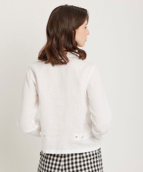 agnes b.（アニエスベー）の「フリル リネン 長袖 カーディガンブラウス（シャツ/ブラウス・レディース・ホワイト・38/36）」の3枚目の写真