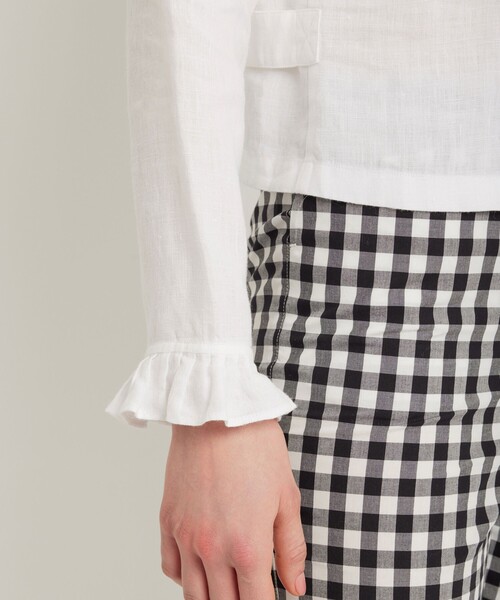 agnes b.（アニエスベー）の「フリル リネン 長袖 カーディガンブラウス（シャツ/ブラウス・レディース・ホワイト・38/36）」の5枚目の写真