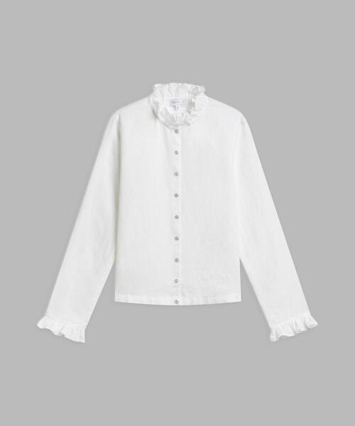 agnes b.（アニエスベー）の「フリル リネン 長袖 カーディガンブラウス（シャツ/ブラウス・レディース・ホワイト・38/36）」の7枚目の写真