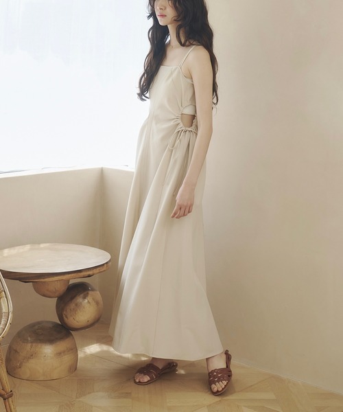 REMOON（リムーン）の「ギャザーキャミワンピース（ワンピース・レディース・チェック/ナチュラル・FREE）」の2枚目の写真