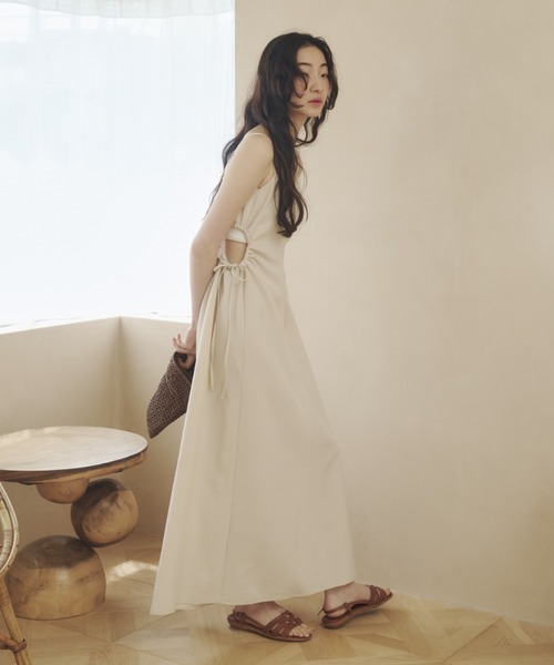 REMOON（リムーン）の「ギャザーキャミワンピース（ワンピース・レディース・チェック/ナチュラル・FREE）」の6枚目の写真