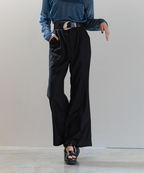 PAGEBOY（ページボーイ）の「フレアスラックスパンツ（スラックス・レディース・ブラック/グレー・FREE）」の7枚目の写真