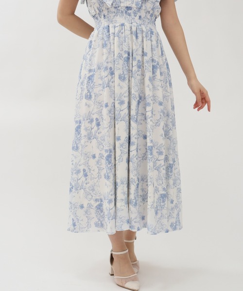 ASTORIA ODIER（アストリアオディール）の「花柄リボンタイワンピース（ワンピース・レディース・ブルー/ライトグレー・SMALL/MEDIUM）」の7枚目の写真