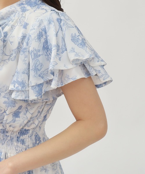 ASTORIA ODIER（アストリアオディール）の「花柄リボンタイワンピース（ワンピース・レディース・ブルー/ライトグレー・SMALL/MEDIUM）」の18枚目の写真