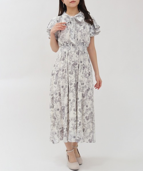 ASTORIA ODIER（アストリアオディール）の「花柄リボンタイワンピース（ワンピース・レディース・ブルー/ライトグレー・SMALL/MEDIUM）」の8枚目の写真