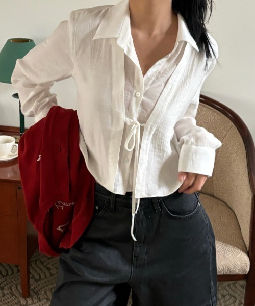 Vipoa(ヴィポア)の「front design shirt(シャツ/ブラウス・レディース・ホワイト/ブラック・FREE)」の16枚目の写真