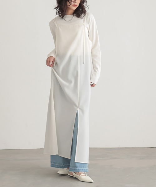 for/c(フォーシー)の「撥水レイヤードキャミワンピース【サスティナブル】(ワンピース・レディース・チャコールグレー/ホワイト・PM/M/L/TM)」の2枚目の写真