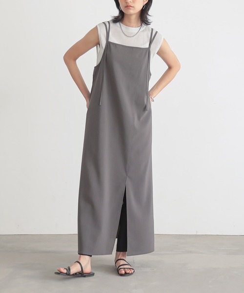 for/c(フォーシー)の「撥水レイヤードキャミワンピース【サスティナブル】(ワンピース・レディース・チャコールグレー/ホワイト・PM/M/L/TM)」の3枚目の写真