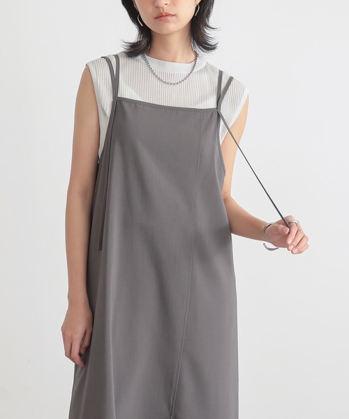 for/c(フォーシー)の「撥水レイヤードキャミワンピース【サスティナブル】(ワンピース・レディース・チャコールグレー/ホワイト・PM/M/L/TM)」の5枚目の写真