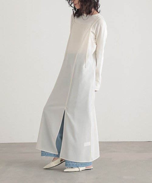 for/c(フォーシー)の「撥水レイヤードキャミワンピース【サスティナブル】(ワンピース・レディース・チャコールグレー/ホワイト・PM/M/L/TM)」の9枚目の写真