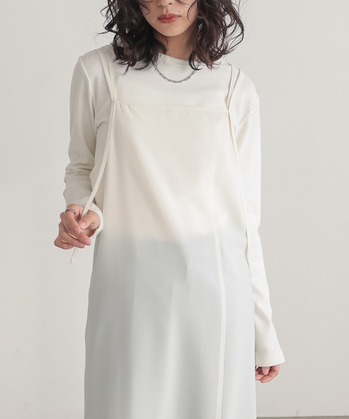 for/c(フォーシー)の「撥水レイヤードキャミワンピース【サスティナブル】(ワンピース・レディース・チャコールグレー/ホワイト・PM/M/L/TM)」の11枚目の写真
