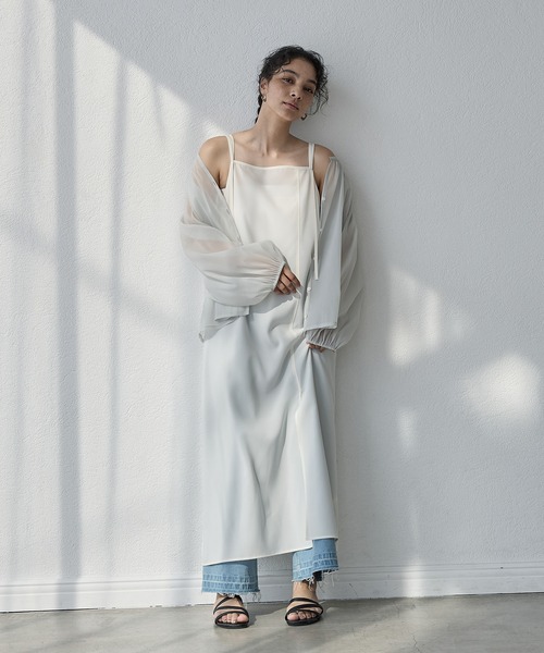 for/c(フォーシー)の「撥水レイヤードキャミワンピース【サスティナブル】(ワンピース・レディース・チャコールグレー/ホワイト・PM/M/L/TM)」の15枚目の写真