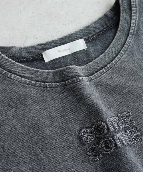 Freesia by andme(フリージアバイアンドミー)の「ヴィンテージ加工ロゴミニTシャツ(Tシャツ/カットソー・レディース・キナリ/ブルー/グレー・M)」の14枚目の写真