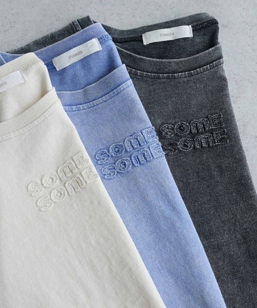 Freesia by andme(フリージアバイアンドミー)の「ヴィンテージ加工ロゴミニTシャツ(Tシャツ/カットソー・レディース・キナリ/ブルー/グレー・M)」の13枚目の写真