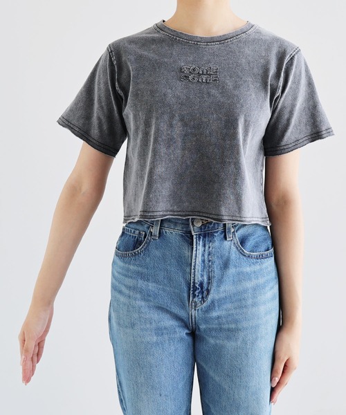 Freesia by andme(フリージアバイアンドミー)の「ヴィンテージ加工ロゴミニTシャツ(Tシャツ/カットソー・レディース・キナリ/ブルー/グレー・M)」の7枚目の写真