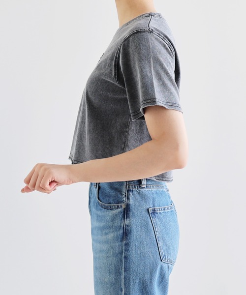 Freesia by andme(フリージアバイアンドミー)の「ヴィンテージ加工ロゴミニTシャツ(Tシャツ/カットソー・レディース・キナリ/ブルー/グレー・M)」の6枚目の写真