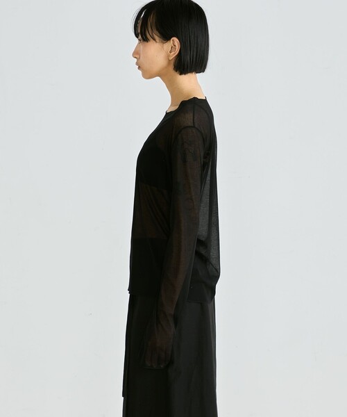 EDITION（エディション）の「シアーフライス ロングスリーブトップス（Tシャツ/カットソー・レディース・ホワイト/ブラック・FREE）」の10枚目の写真