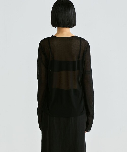 EDITION（エディション）の「シアーフライス ロングスリーブトップス（Tシャツ/カットソー・レディース・ホワイト/ブラック・FREE）」の9枚目の写真