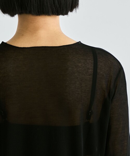 EDITION（エディション）の「シアーフライス ロングスリーブトップス（Tシャツ/カットソー・レディース・ホワイト/ブラック・FREE）」の7枚目の写真