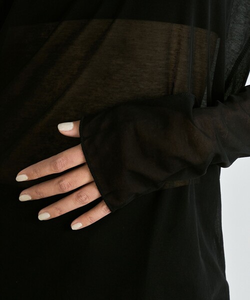 EDITION（エディション）の「シアーフライス ロングスリーブトップス（Tシャツ/カットソー・レディース・ホワイト/ブラック・FREE）」の6枚目の写真