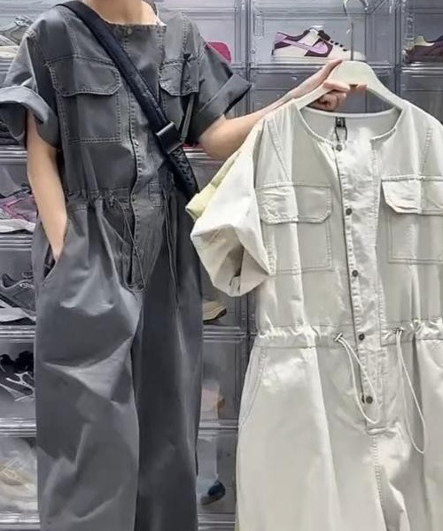 H.TOKYO(エイチトウキョウ)の「ジャンプスーツ/オールインワン(つなぎ/オールインワン・レディース・ダークグレー/ベージュ・FREE)」の6枚目の写真